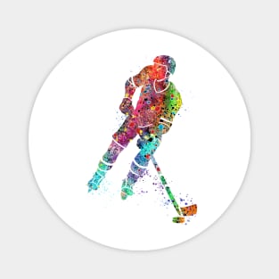 Boy Ice Hockey Player Watercolor Sport Athlete Magnet